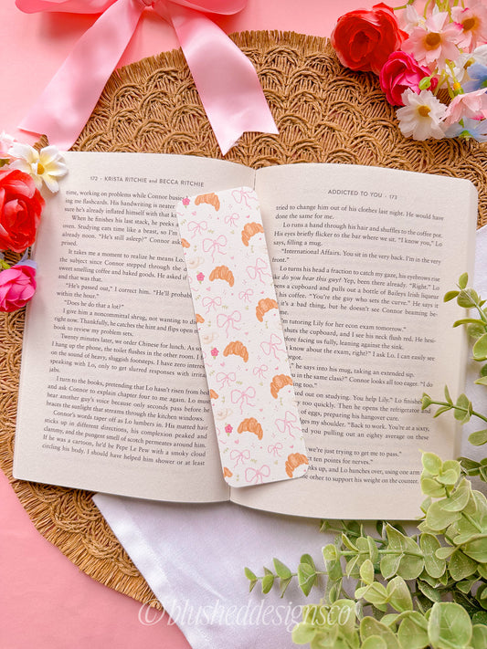 Croissants & Florals Linen Bookmark