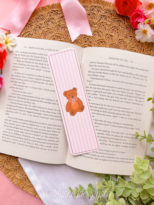 Bow Bear Linen Bookmark