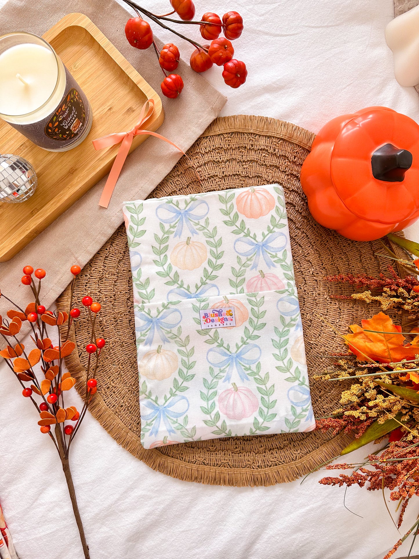 Pastel Pumpkins & Bows Book Sleeve