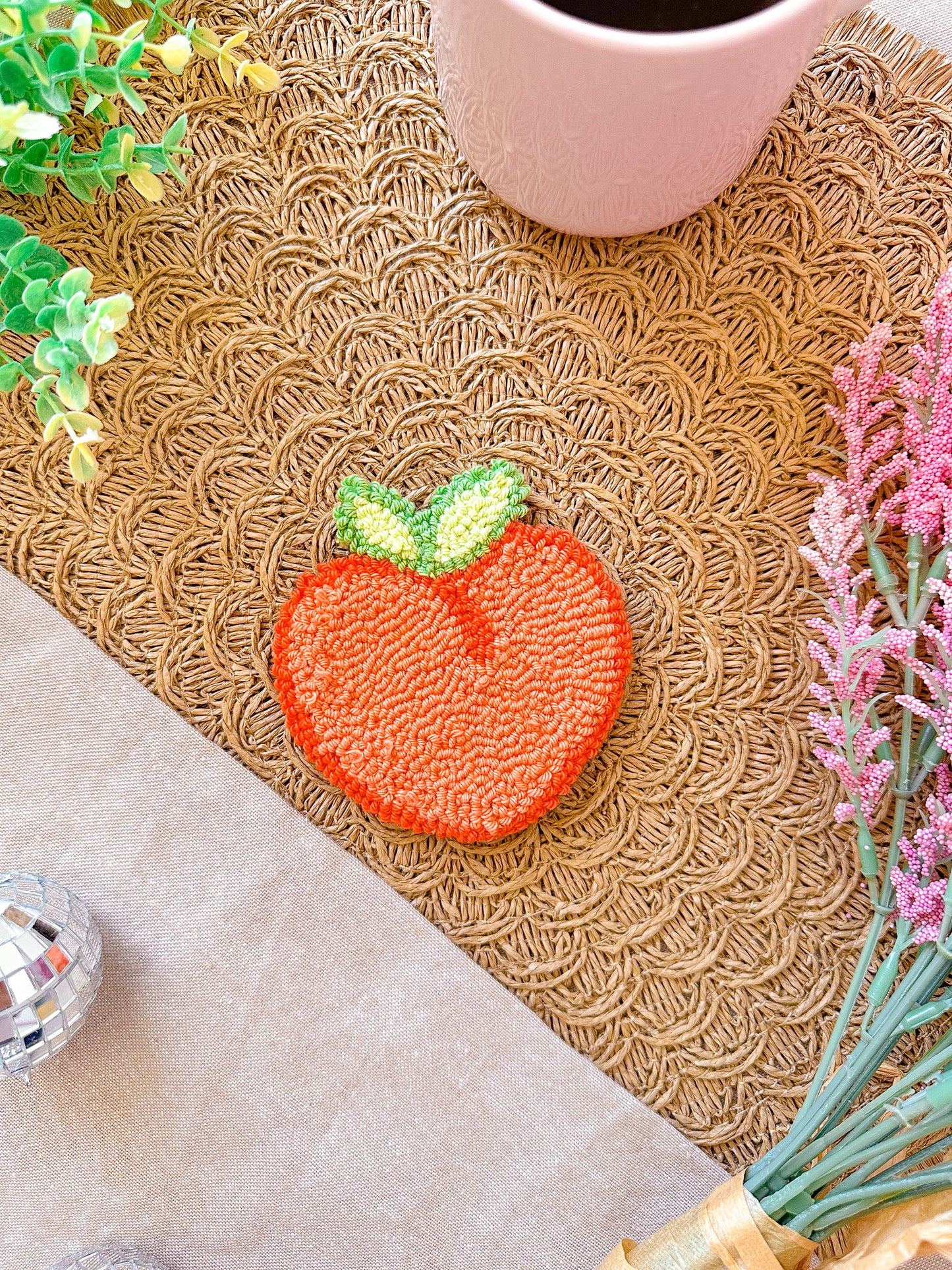 Peach Mug Rug