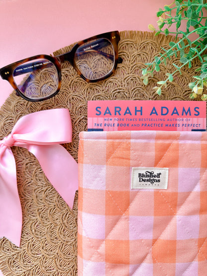 Orange & Pink Checker Quilted Book Sleeve