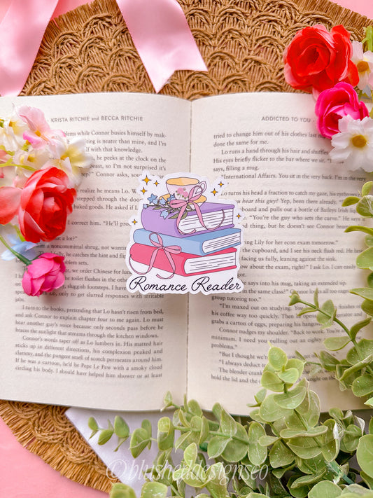 Romance Reader Book Stack Vinyl Sticker